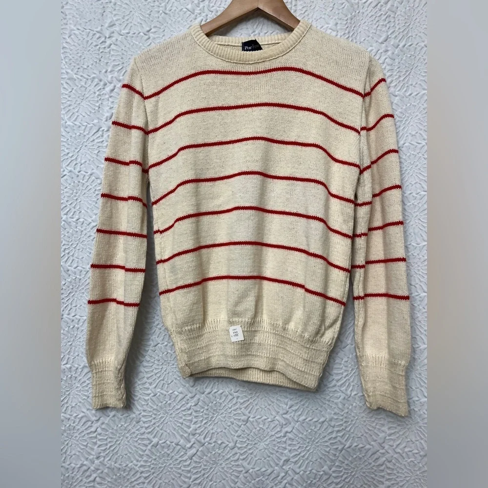 Par Four Sweater Vintage 90’s Deadstock Cream Red Stripes 100% Cotton Golf EUC - Picture 15 of 15